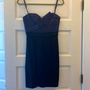 BCBG strapless navy and black mini